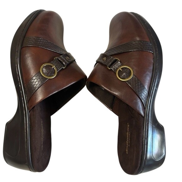 Cloudwalkers by Avenue Beverly Clog Mule Buckle Brown Leather Sandals 11W - Picture 10 of 13